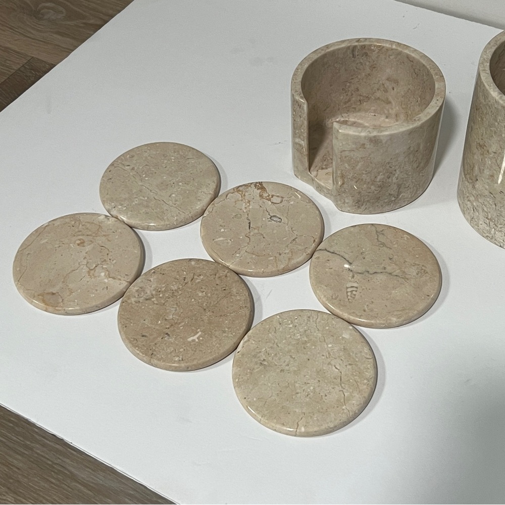 Beige marble coasters